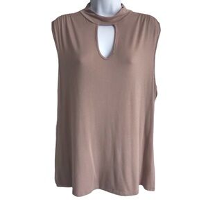 🔴 4/$15 Jennifer Lopez Tan Jersey Knit Sleeveless Tunic Tank Top size XL in EUC